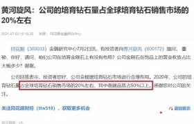 黄河旋风：公司的培育钻石量占全球培育钻石销售市场的20%左右